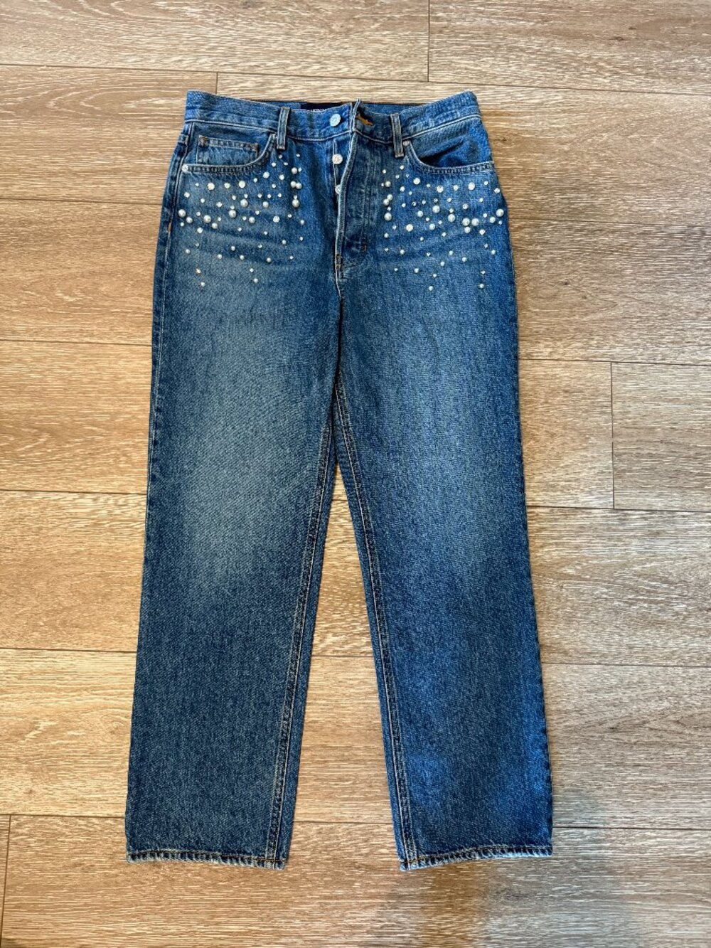 Veronica Beard Size 28 Daniela Embellished Straight Leg Jean